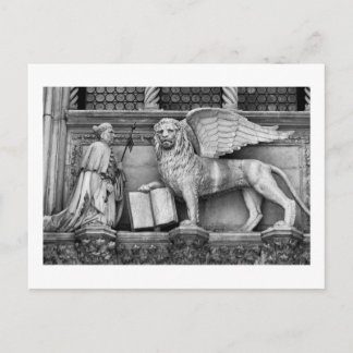 VENICE WINGING LION B/W BRIEFKAART