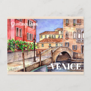 Venise - Carte postale à l'aquarelle et au stylo