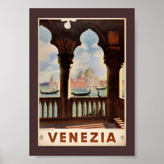 Venise Venezia Affiche de voyage ancienne restauré (Devant)