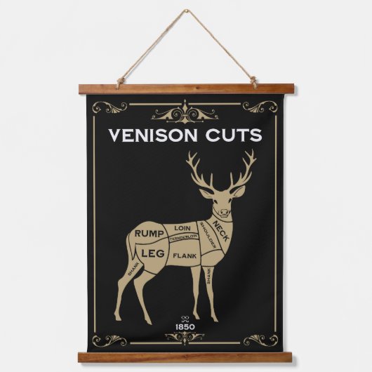 Venison Butcher Meat Cut Hangend Wandkleed (Voorkant)