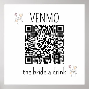 VENMO de Bruid een Drank QR Code Hen Party Poster