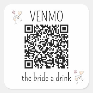 VENMO de Bruid een Drank QR Code Hen Party Vierkante Sticker