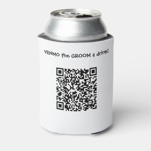 Venmo de BRUIDEGOM een drankje Aangepaste QR-code  Blikjeskoeler (Blikje Achterkant)