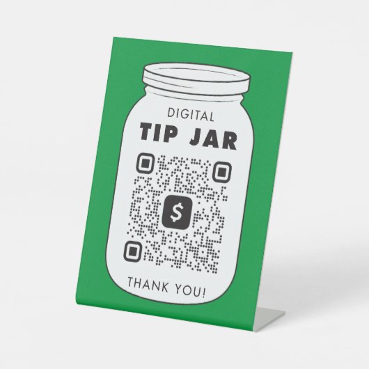 Venmo of Cash App QR Code Tip Jar Reclamebord Met Voetstuk (Voorkant)