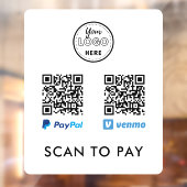Venmo PayPal QR-code Scannen naar Logo wit betalen Raamsticker (Vel 2)