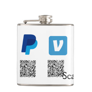 Venmo paypal scan om q of code logo tekst toe te v heupfles