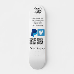 Venmo paypal scan om q of code logo tekst toe te v skateboard