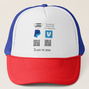 Venmo paypal scan om q of code logo tekst toe te v trucker pet