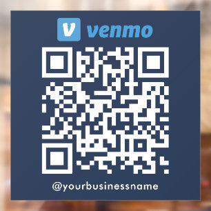 Venmo QR Code Betaling Scan naar Betalen Navy Blue Raamsticker