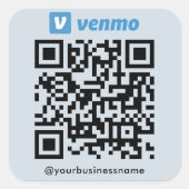 Venmo QR Code Betaling Scan naar Betalen Soft Navy Vierkante Sticker (Voorkant)