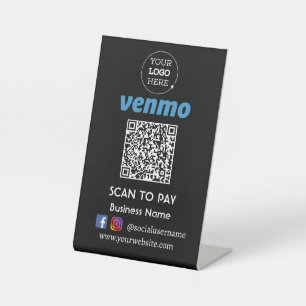 Venmo QR Code Betaling Scannen naar betaling Reclamebord Met Voetstuk