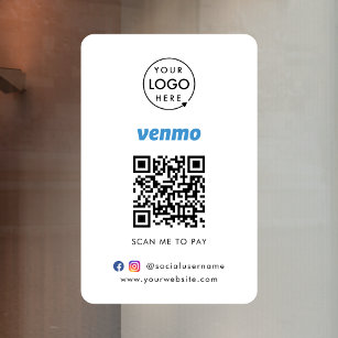 Venmo QR-code Betaling   Scannen naar zakelijke Lo Raamsticker