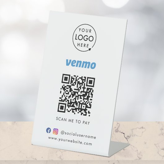 Venmo QR-code Betaling | Scannen naar zakelijke Lo Reclamebord Met Voetstuk