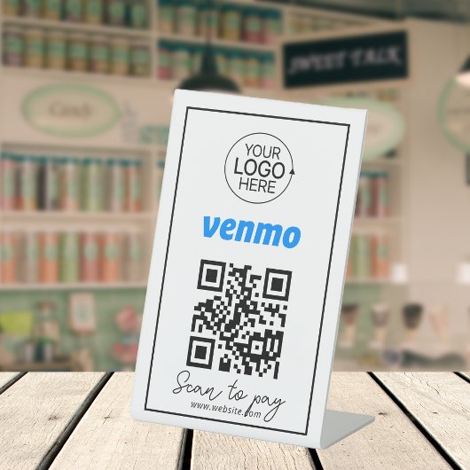 Venmo QR Code Betaling Voeg Logo contactloos scrip Reclamebord Met Voetstuk