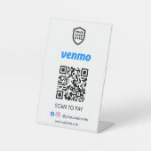 Venmo QR-code Betaling | White Scan to Pay Reclamebord Met Voetstuk (Voorkant)