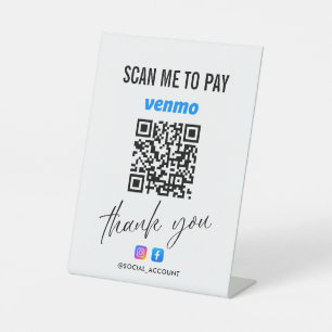 VENMO QR CODE SCAN OM TE BETALEN DANK U RECLAMEBORD MET VOETSTUK