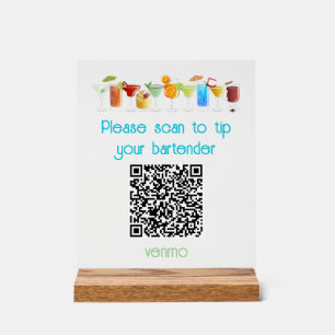 Venmo QR Code Tip Sign Acryl Bord
