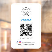 Venmo QR-codebetaling | Scan om het bedrijfslogo t Raamsticker (Vel 2)