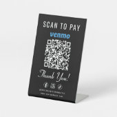 Venmo Scan to Pay QR Code Tabletop Black Reclamebord Met Voetstuk (Voorkant)