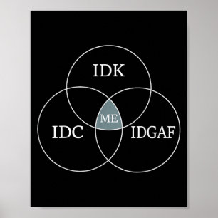 Venn Diagram IDGAF Grappige meme Wetenschap SCIFI Poster