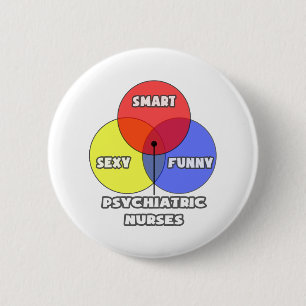 Venn-diagram ... Psychiatrische verplegers Ronde Button 5,7 Cm