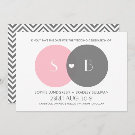 Venn Diagram Save the Date Aankondiging (Voorkant / Achterkant)
