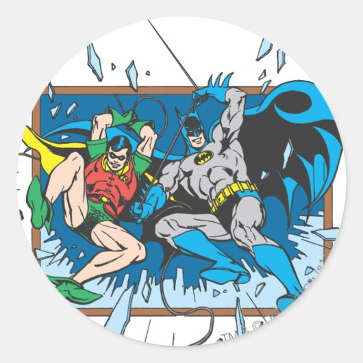 Venster Batman en Robin Shatter Ronde Sticker (Voorkant)