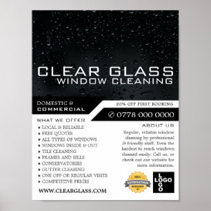 Venster bij nacht, Adverteren de Reiniging van het Poster