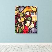 Venster dat de Adoratie van Magi toont Canvas Afdruk (Insitu (Houten vloer))