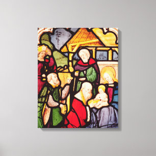 Venster dat de Adoratie van Magi toont Canvas Afdruk