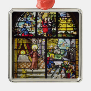 Venster dat het Verzamelen van Manna toont Metalen Ornament