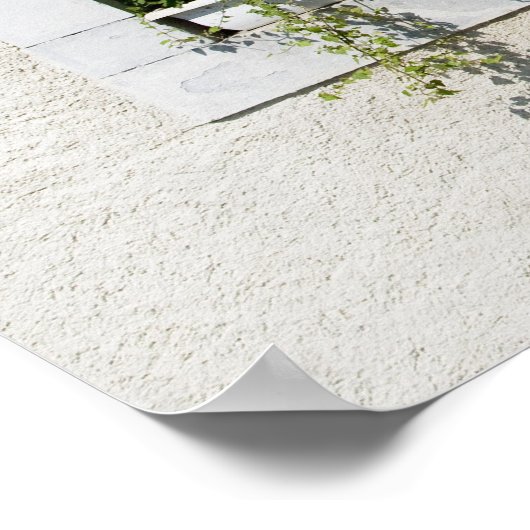 Venster en vensterbank van bloemen in gewone wand poster (Hoek)