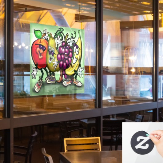  Venster Fruity Cling Raamsticker (Restaurant Raam)