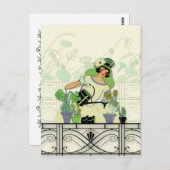 VENSTER GARDEN, ART DECO LADY: SUMMER GREENS BRIEFKAART (Voorkant / Achterkant)