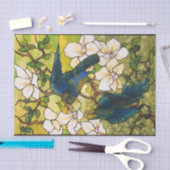 Venster Glas in lood Hibiscus en Parrots Tissuepapier (Craft)