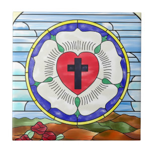 Venster Glas in lood Luther-zegel Tegeltje