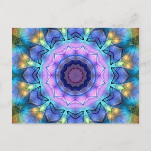Venster lila Glas in lood Briefkaart