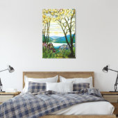 Venster Magnolia en Iris Glas in lood Canvas Afdruk (Insitu (Slaapkamer))