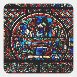 Venster met de Goede Samaritaan Vierkante Sticker