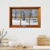 Venster met Uitzicht - Verse sneeuwval Poster (Keuken)