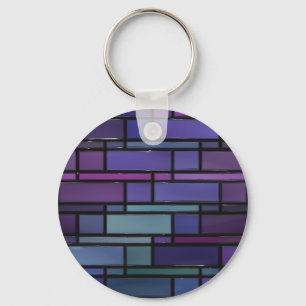Venster Paars, blauw en Blauwgroen Glas in lood Sleutelhanger