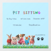 Venster Pet Sitting Sign Decaal Raamsticker (Vel)