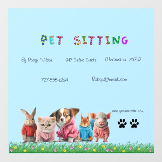 Venster Pet Sitting Sign Decaal Raamsticker (Vel)