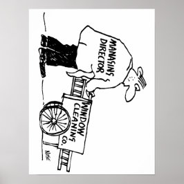 Venster reiniger met Windows-reinigingscabine Poster