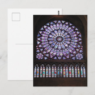 Venster roos in kathedraal van Notre Dame Briefkaart