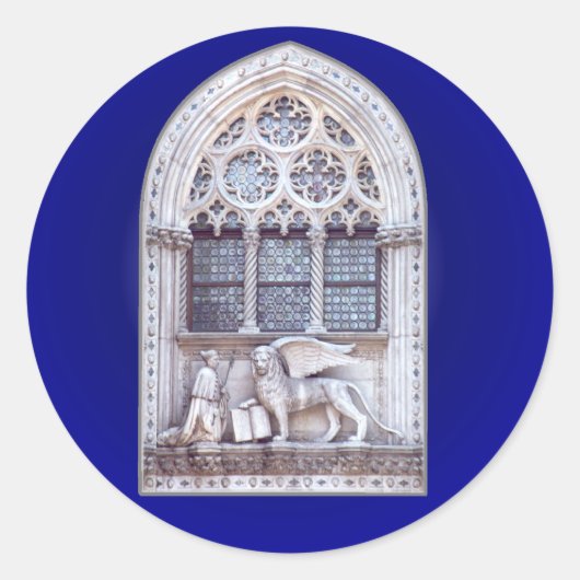 Venster San Marco Winged Lion Ronde Sticker (Voorkant)