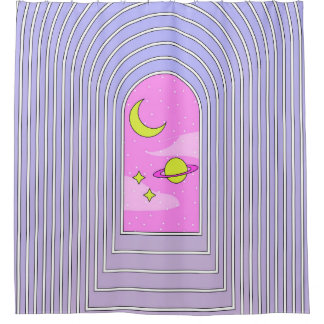 Venster tot universum, esoterische kosmos digitale douchegordijn