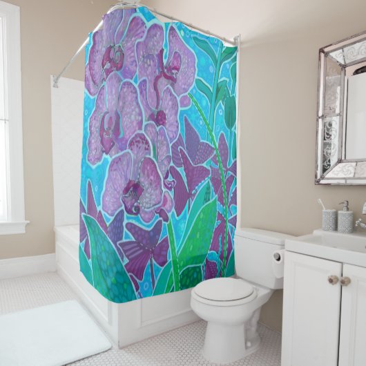 Venster Tuingboomgaard bloemen Kunstschilderijen Douchegordijn (In situ)