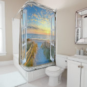 Venster uitzicht van het strand douchegordijn (In situ)