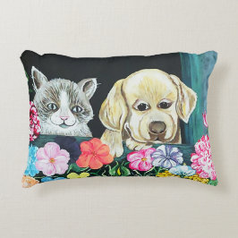 Venster Vakje Dierenbuis, Katoen Decoratief Kussen